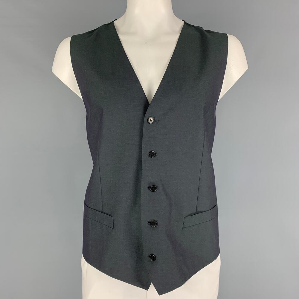 DOLCE & GABBANA Size 46 Charcoal Iridescent Wool Mohair Vest